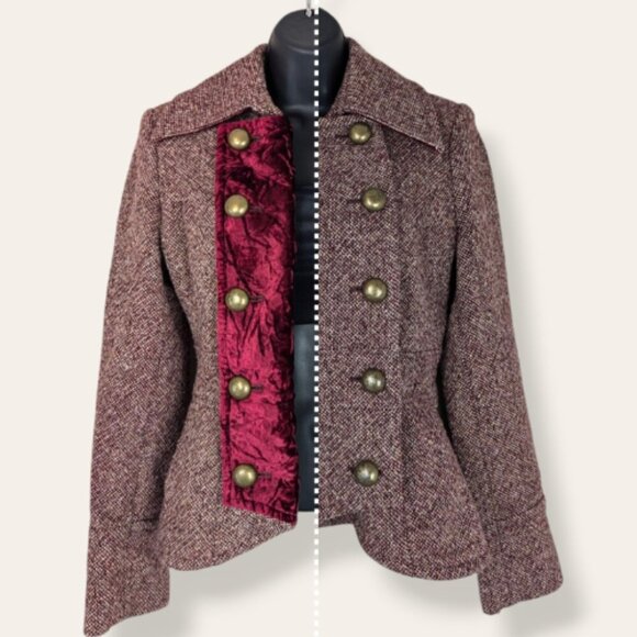 Guess Jackets & Blazers - Guess Red Tweed Military-Style Jacket